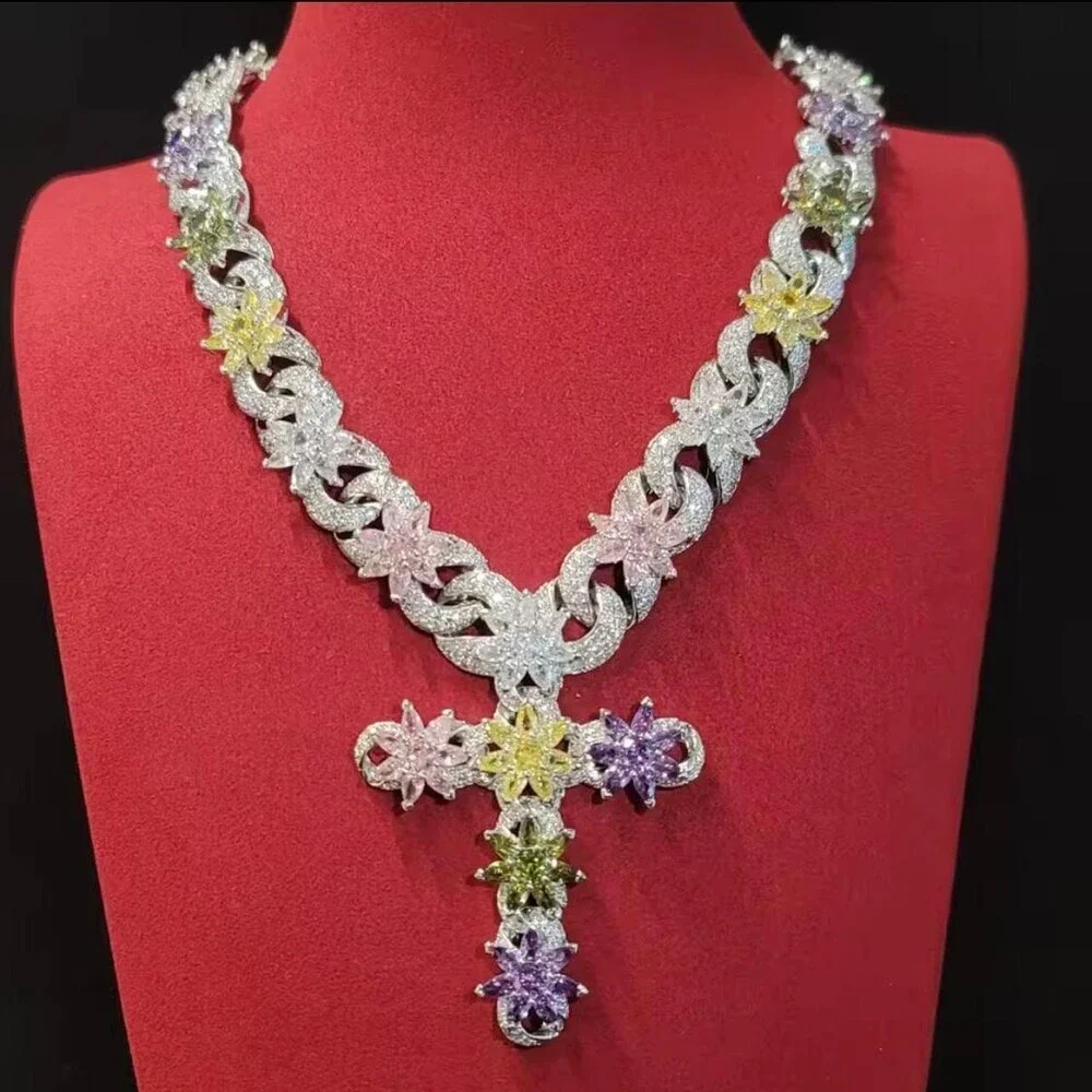 Multi Coloured Cross Necklace With 527 D